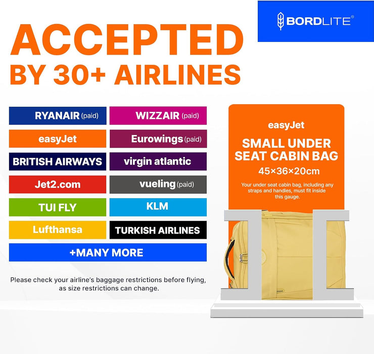 Bordlite 32L EasyJet Cabin Bag 45x36x20cm, Underseat Wheeled Travel Bag with Telescopic Handle