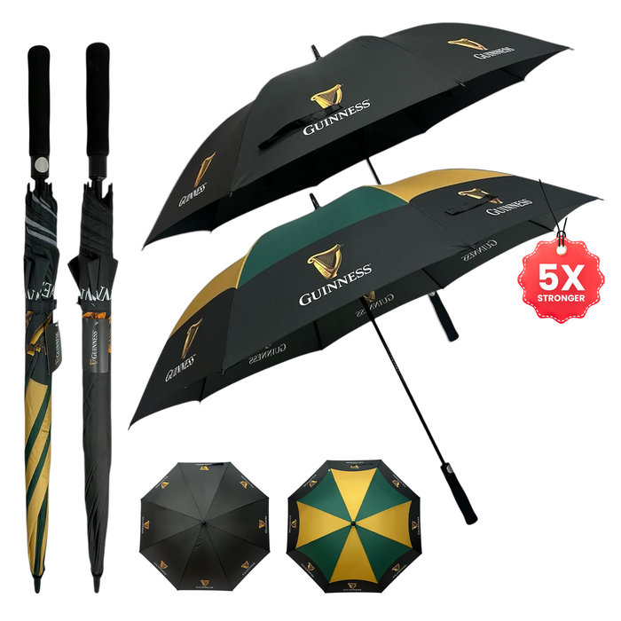 Guinness Official Golf Umbrella – 30-Inch Large Canopy, Auto-Open, 8 Reinforced Ribs, Windproof & Waterproof Stick Umbrella