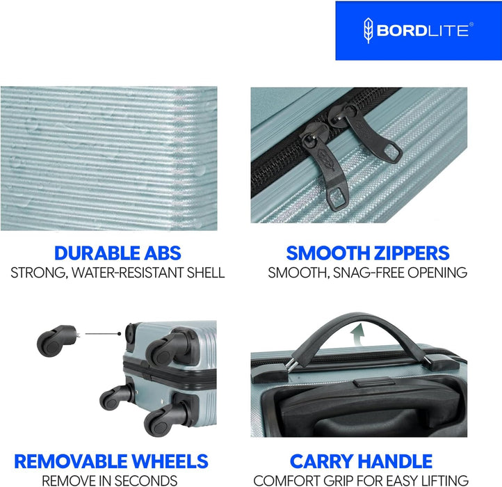Bordlite Ryanair 40x30x20cm Underseat Carry On Suitcase with Removable Wheels | Extra Packing Space & Cabin Size Fit | Lightweight Luggage