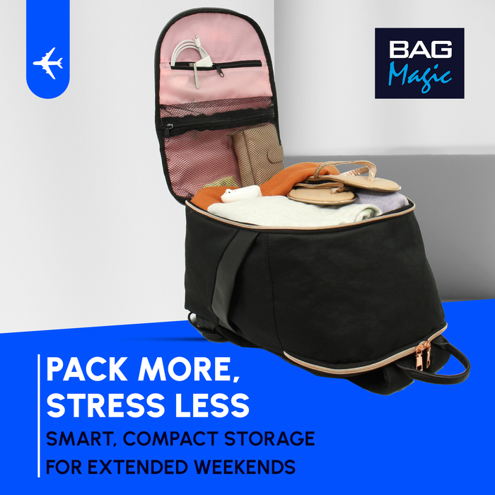 Ryanair Underseat Cabin Backpack 40x25x20cm Flight Bag Hand Luggage - Black/Rose Gold