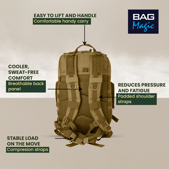 21L Military Tactical Backpack – Durable MOLLE Rucksack with Multi-Pocket Storage