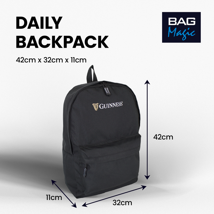 Guinness Official Backpack Black 15" Laptop School Work Bag Padded Straps