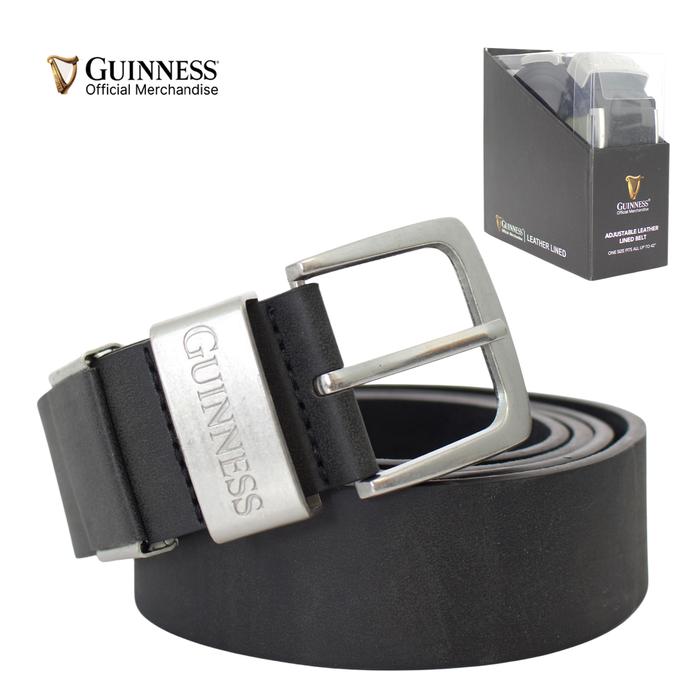 Official Guinness Adjustable Leather Lined Belt – Cut to Fit, One Size S-2XL