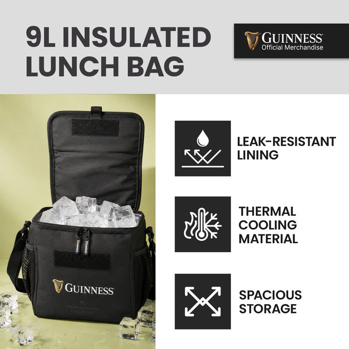 Guinness® Lunch Bag Men Adults 9L Cooler Box Compact Thermal Insulated Bag