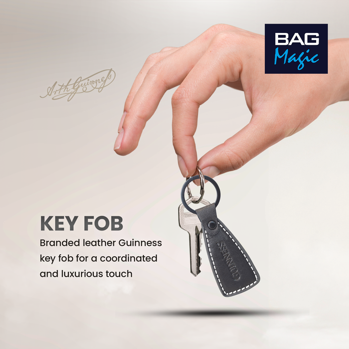 Guinness® Black Leather Wallet & Key Fob Gift Set– RFID Blocking, Bi-Fold Wallet