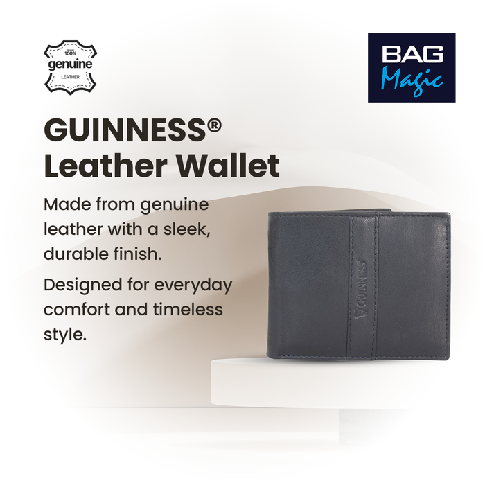 Guinness® Black Leather Wallet with Zipped Coin Pocket – RFID Blocking Wallet