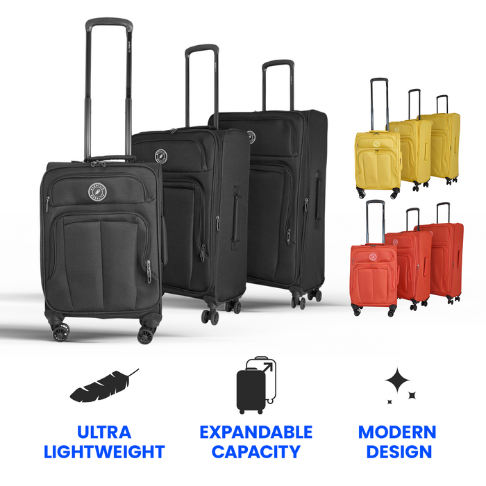 Bordlite Lightweight Expandable Suitcase - Soft Shell Travel Case with 360° Spinner Wheels