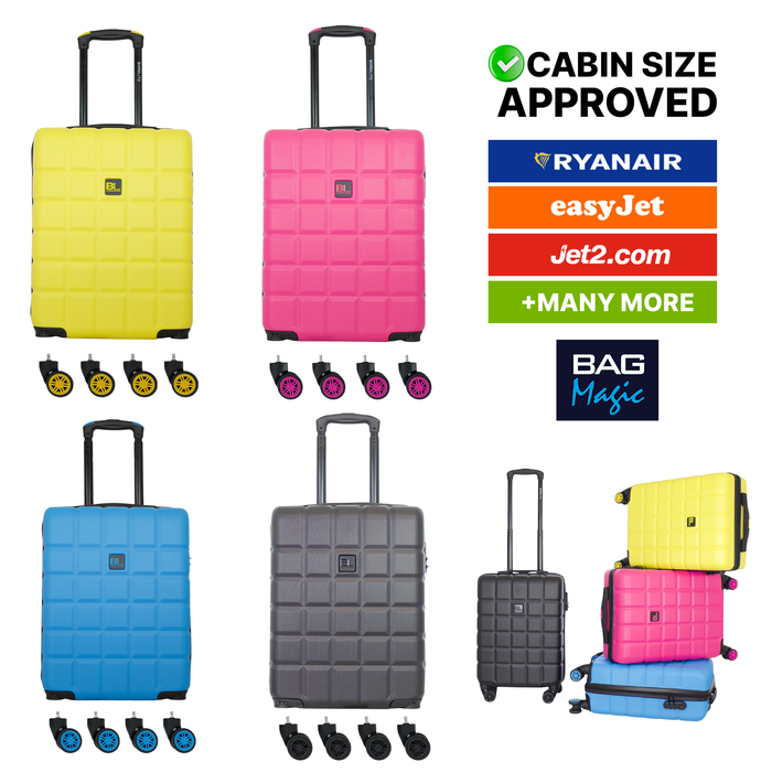 Lightweight ABS Cabin Suitcase – 30+ Airline Overhead Compatible (47x36x20cm) – Spinner Wheels + Combination Lock
