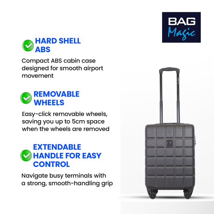 Bordlite Lightweight Hard Shell ABS Suitcase +  360° Easy-Spinner Wheels