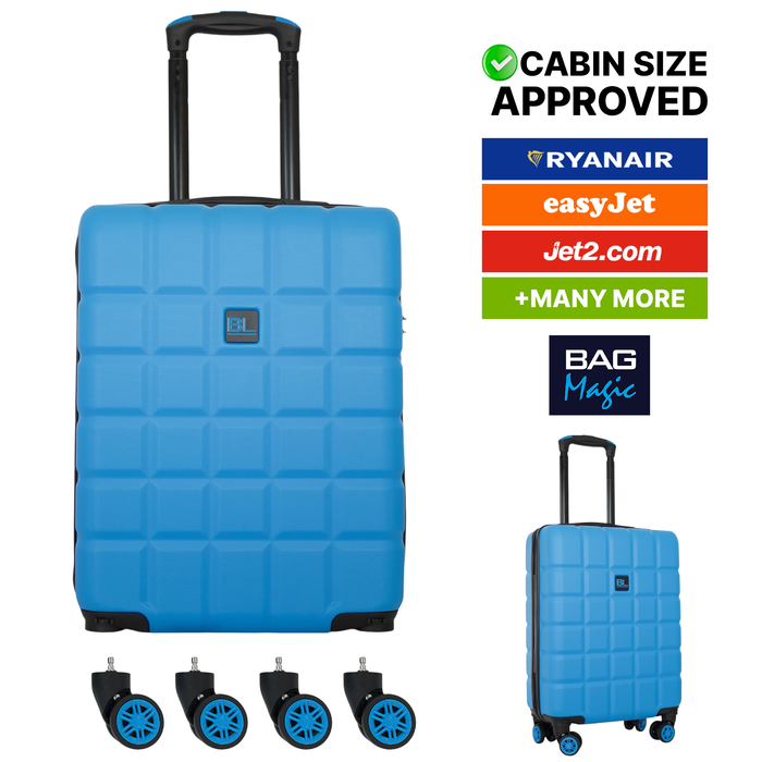 Lightweight ABS Cabin Suitcase – 30+ Airline Overhead Compatible (47x36x20cm) – Spinner Wheels + Combination Lock