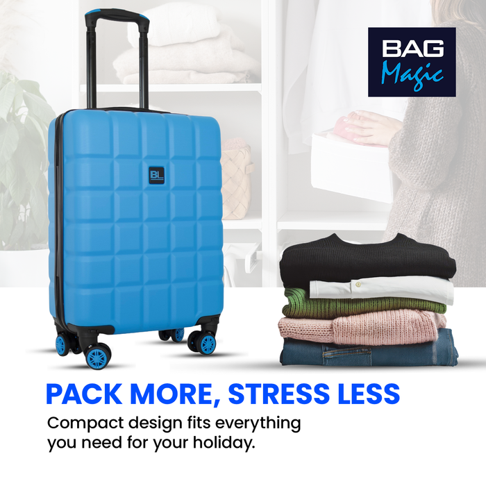 Lightweight ABS Cabin Suitcase – 30+ Airline Overhead Compatible (47x36x20cm) – Spinner Wheels + Combination Lock