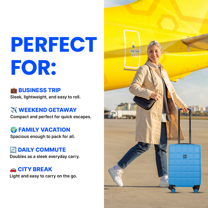 Bordlite Lightweight Hard Shell ABS Suitcase +  360° Easy-Spinner Wheels