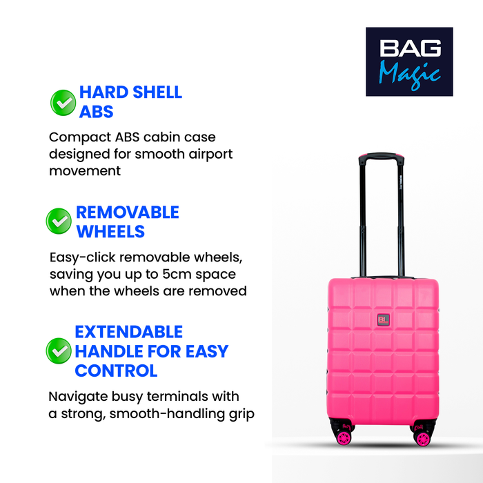 Bordlite Lightweight Hard Shell ABS Suitcase +  360° Easy-Spinner Wheels