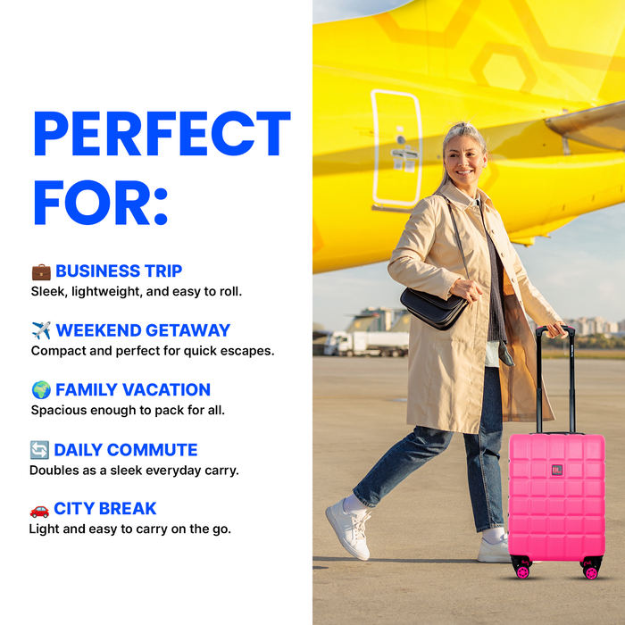 Bordlite Lightweight Hard Shell ABS Suitcase +  360° Easy-Spinner Wheels