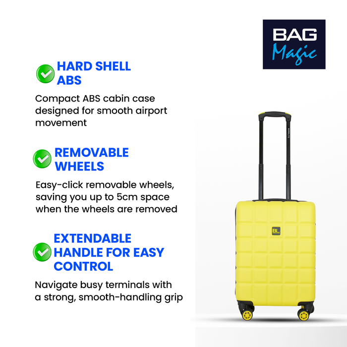 Bordlite Lightweight Hard Shell ABS Suitcase +  360° Easy-Spinner Wheels