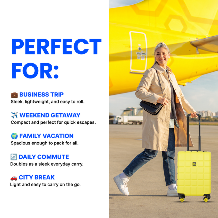 Bordlite Lightweight Hard Shell ABS Suitcase +  360° Easy-Spinner Wheels