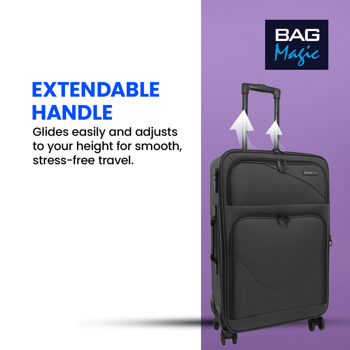 Bordlite Black Soft Sided - 4 Wheeled Suitcase - L, M, S, XL