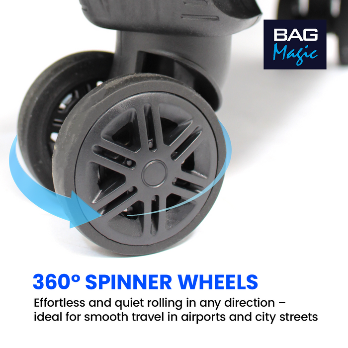 Lightweight Soft Shell Suitcase by Bordlite – 4 Spinner Wheels, Expandable with Combination Lock