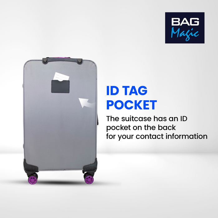 Bordlite Lightweight Soft Suitcase, 4x 360° Spinner Wheels + Combination Lock - Sizes 29, 25 & 20 Inch