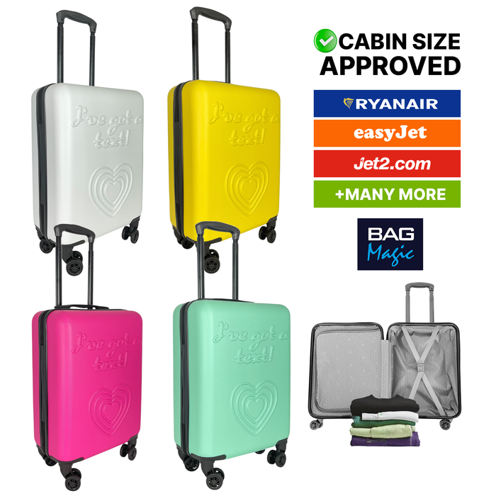 54x36x20cm Hardshell Cabin Suitcase – Lightweight ABS Hand Luggage with 8 Spinner Wheels