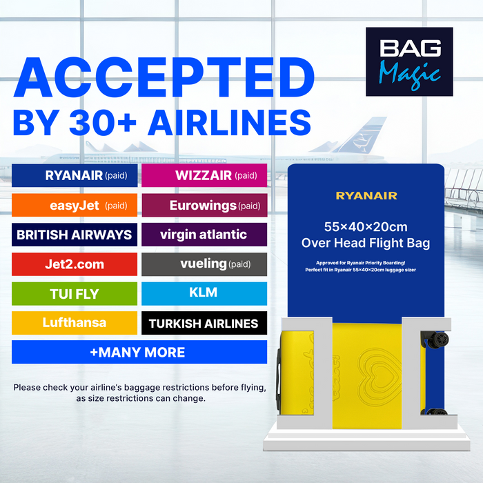 54x36x20cm Hardshell Cabin Suitcase – Lightweight ABS Hand Luggage with 8 Spinner Wheels