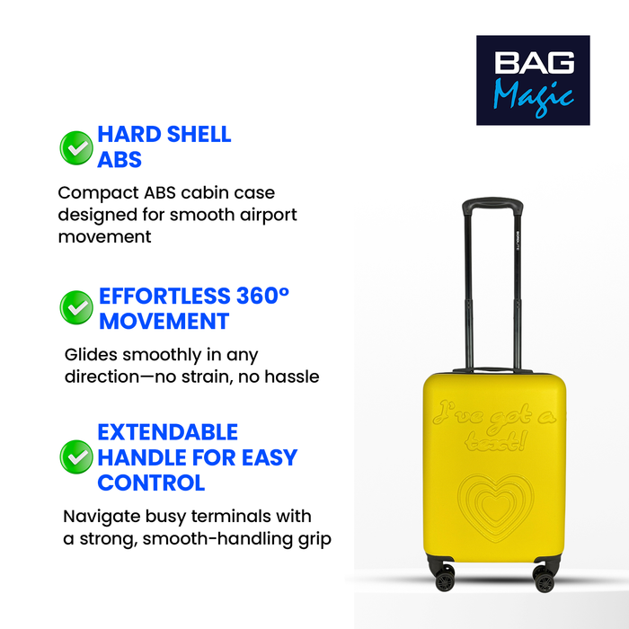 54x36x20cm Hardshell Cabin Suitcase – Lightweight ABS Hand Luggage with 8 Spinner Wheels