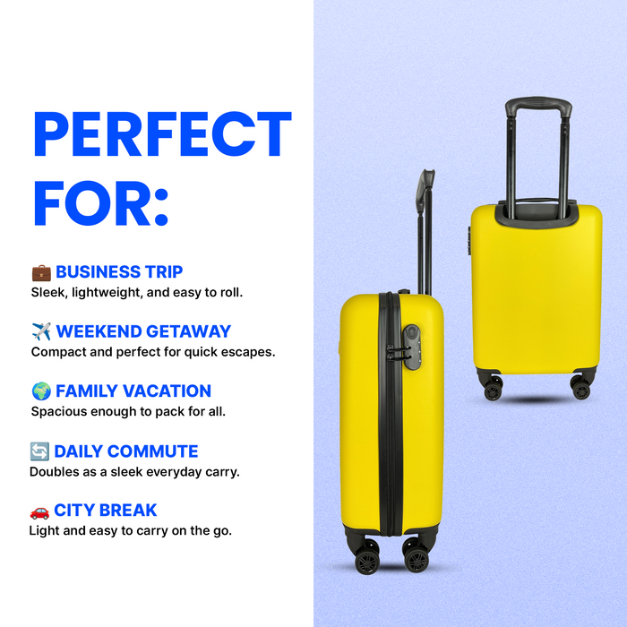 54x36x20cm Hardshell Cabin Suitcase – Lightweight ABS Hand Luggage with 8 Spinner Wheels