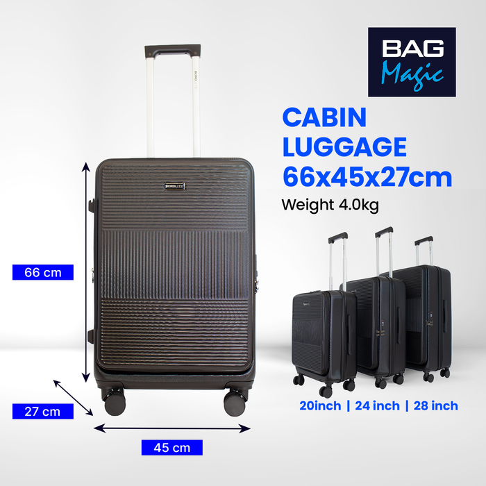Bordlite 28" Large Suitcase – ABS Hardshell Front Opening Lightweight Luggage with 8x Spinner Wheels, Combo Lock, Telescopic Handle