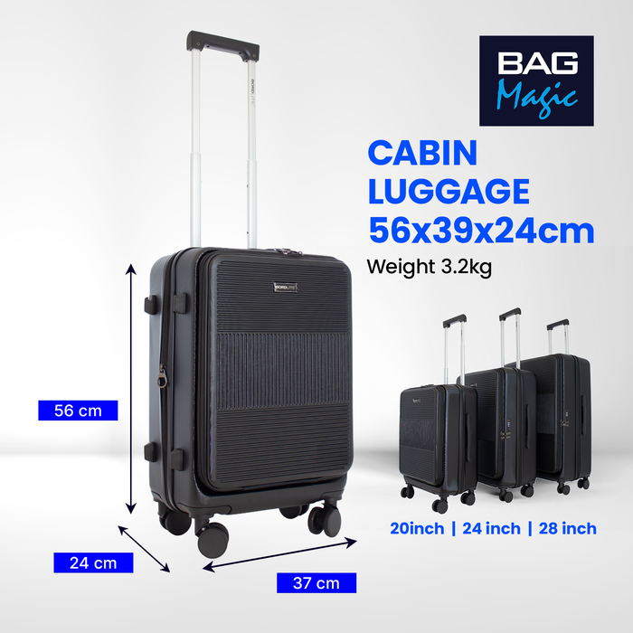 Bordlite 28" Large Suitcase – ABS Hardshell Front Opening Lightweight Luggage with 8x Spinner Wheels, Combo Lock, Telescopic Handle