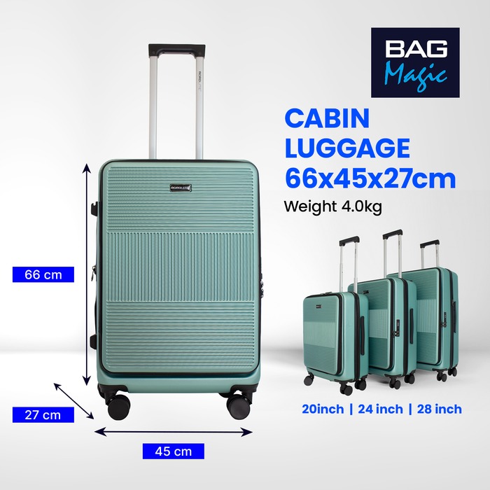 Bordlite 28" Large Suitcase – ABS Hardshell Front Opening Lightweight Luggage with 8x Spinner Wheels, Combo Lock, Telescopic Handle