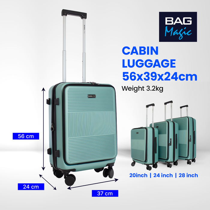 Bordlite 28" Large Suitcase – ABS Hardshell Front Opening Lightweight Luggage with 8x Spinner Wheels, Combo Lock, Telescopic Handle