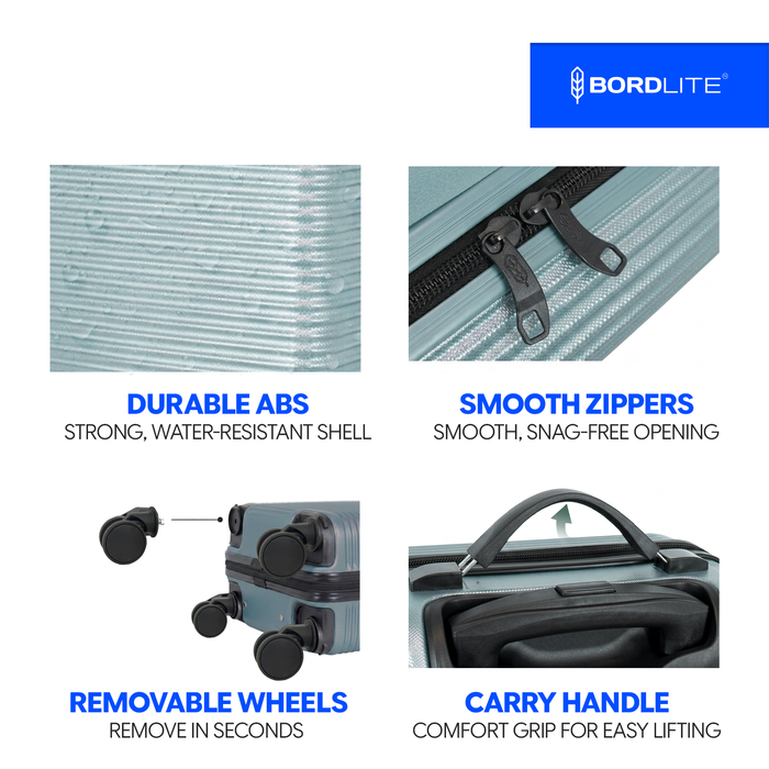 Bordlite Ryanair 40x30x20cm Underseat Carry On Suitcase with Removable Wheels | Extra Packing Space & Cabin Size Fit | Lightweight Luggage