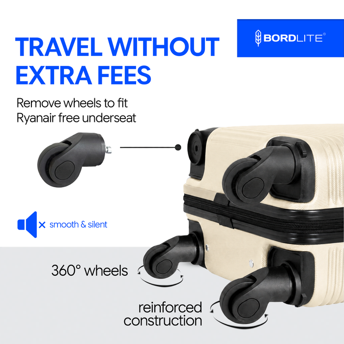 Bordlite Ryanair 40x30x20cm Underseat Carry On Suitcase with Removable Wheels | Extra Packing Space & Cabin Size Fit | Lightweight Luggage