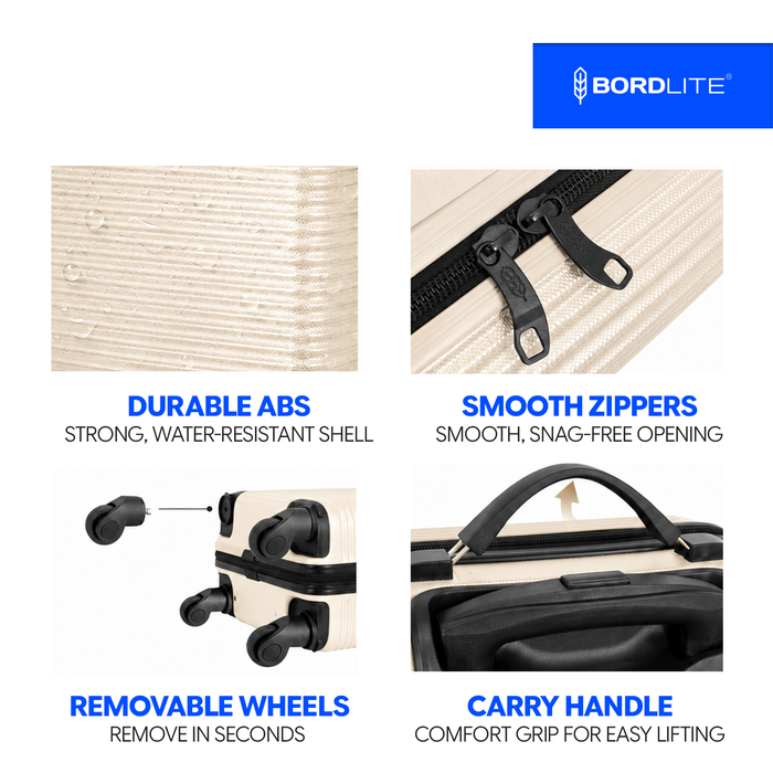 Bordlite Ryanair 40x30x20cm Underseat Carry On Suitcase with Removable Wheels | Extra Packing Space & Cabin Size Fit | Lightweight Luggage
