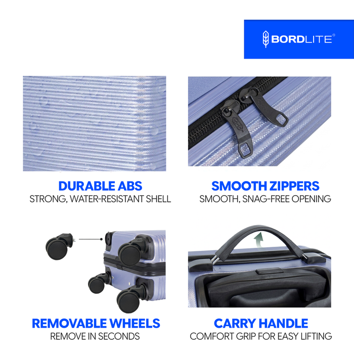 Bordlite Ryanair 40x30x20cm Underseat Carry On Suitcase with Removable Wheels | Extra Packing Space & Cabin Size Fit | Lightweight Luggage