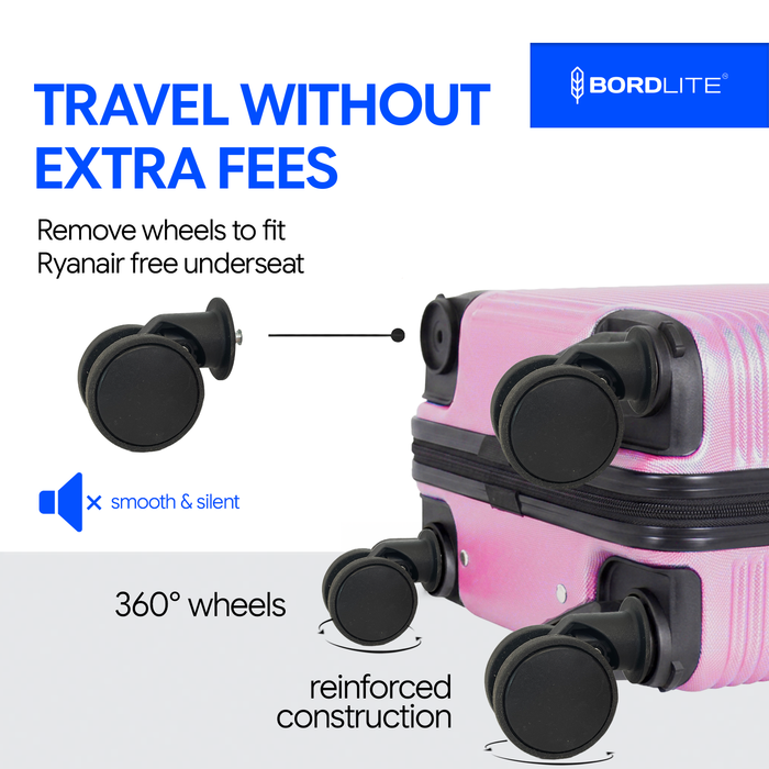 Bordlite Ryanair 40x30x20cm Underseat Carry On Suitcase with Removable Wheels | Extra Packing Space & Cabin Size Fit | Lightweight Luggage