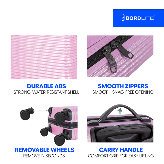 Bordlite Ryanair 40x30x20cm Underseat Carry On Suitcase with Removable Wheels | Extra Packing Space & Cabin Size Fit | Lightweight Luggage