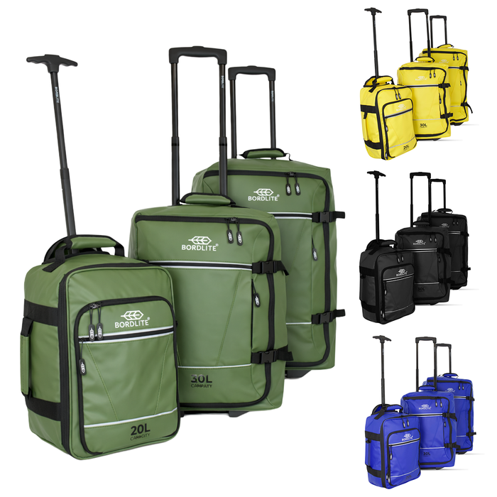 Bordlite® 3-Piece Wheeled Holdall Luggage Set – Underseat 16”, Cabin 20” & Check-in 24”