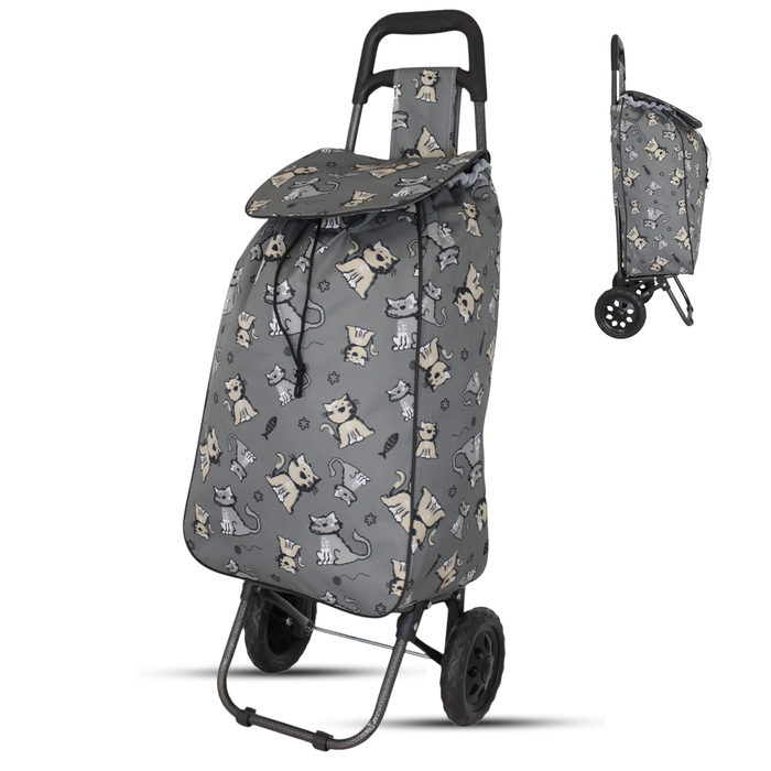 Lightweight 2 Wheel Shopping Trolley Cart 35L - Water-Resistant Bag & Smooth Rolling Wheels - 94cm