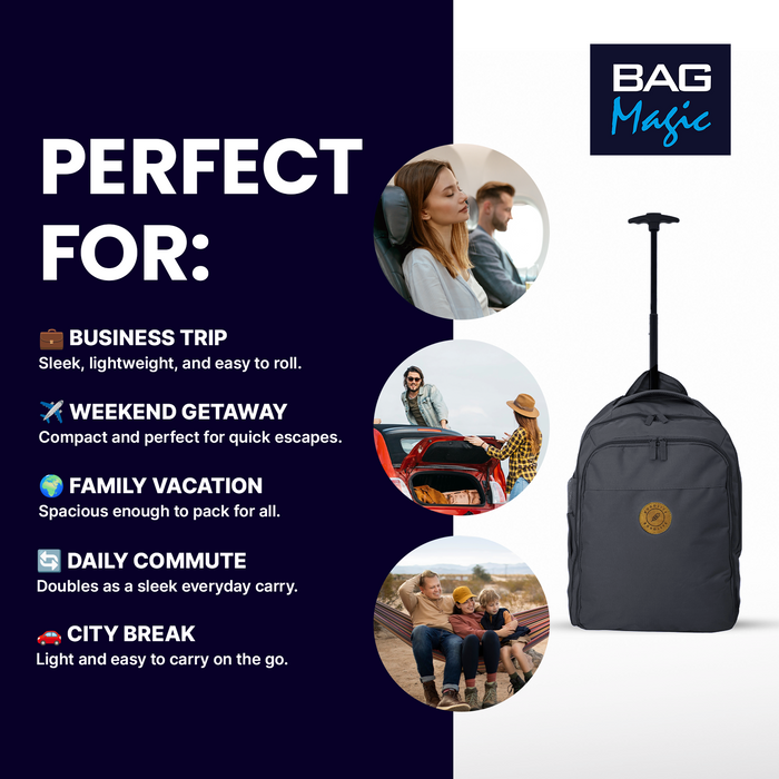 Cabin Approved 2-in-1 Wheeled Backpack & Holdall – 50x38x25cm, 47L Lightweight Trolley Bag