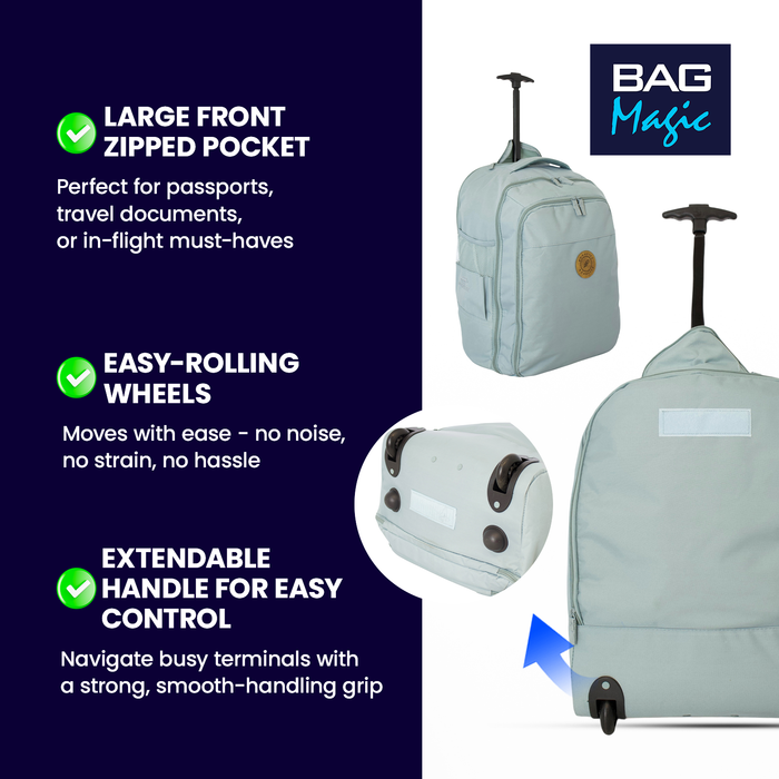 Cabin Approved 2-in-1 Wheeled Backpack & Holdall – 50x38x25cm, 47L Lightweight Trolley Bag
