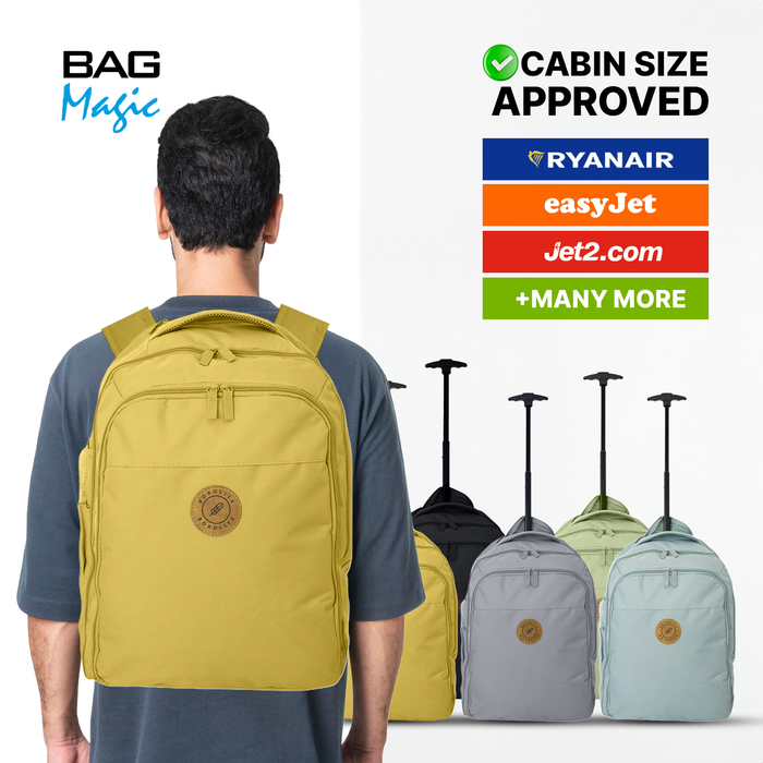 Cabin Approved 2-in-1 Wheeled Backpack & Holdall – 50x38x25cm, 47L Lightweight Trolley Bag