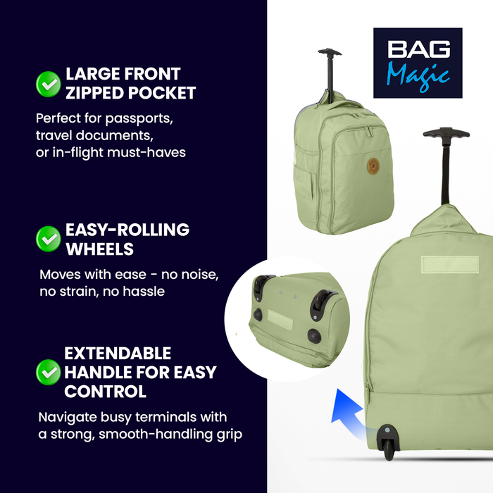 Cabin Approved 2-in-1 Wheeled Backpack & Holdall – 50x38x25cm, 47L Lightweight Trolley Bag