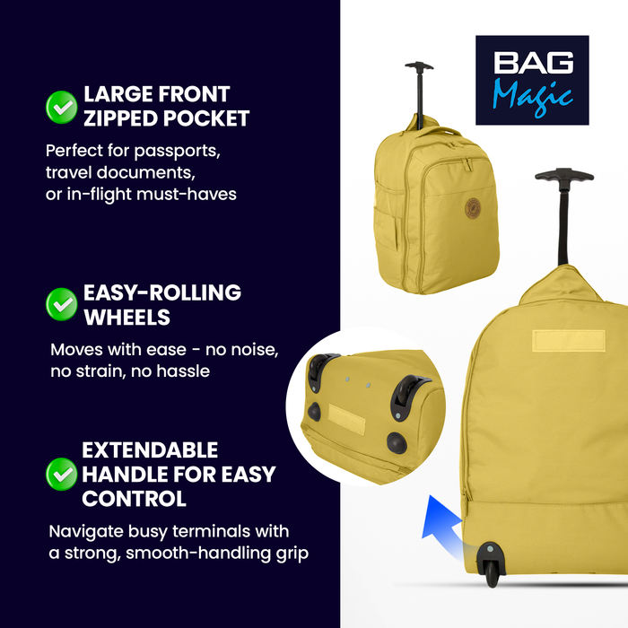 Cabin Approved 2-in-1 Wheeled Backpack & Holdall – 50x38x25cm, 47L Lightweight Trolley Bag