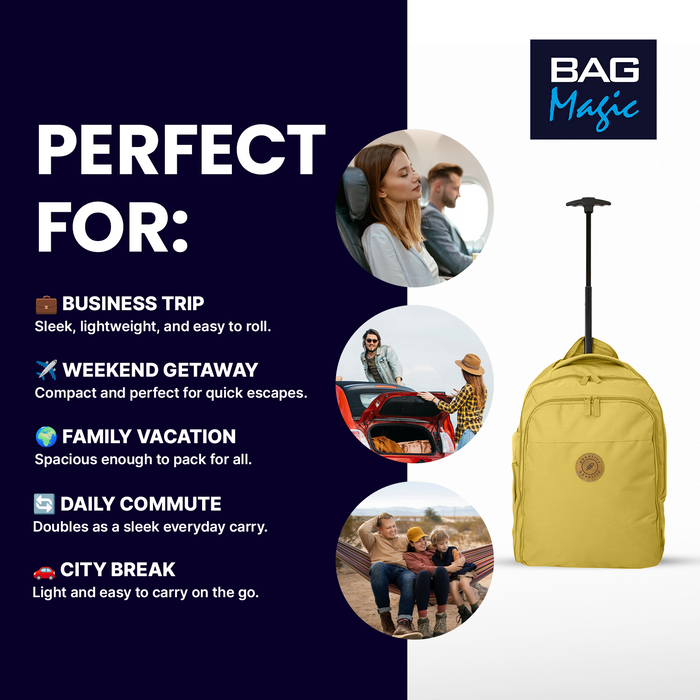 Cabin Approved 2-in-1 Wheeled Backpack & Holdall – 50x38x25cm, 47L Lightweight Trolley Bag
