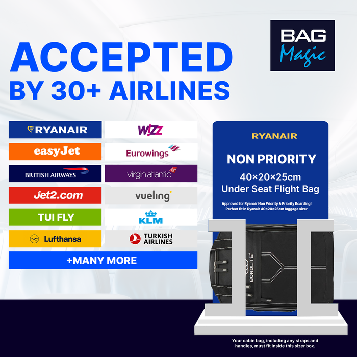 Bordlite Ryanair Approved Cabin Holdall on Wheels, 40x20x25cm, 20L
