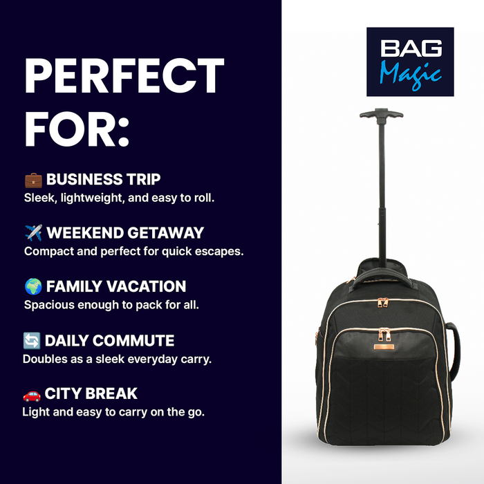 Airline Cabin Approved Rucksack on Wheels, Wheeled Holdall Travel Laptop Bag