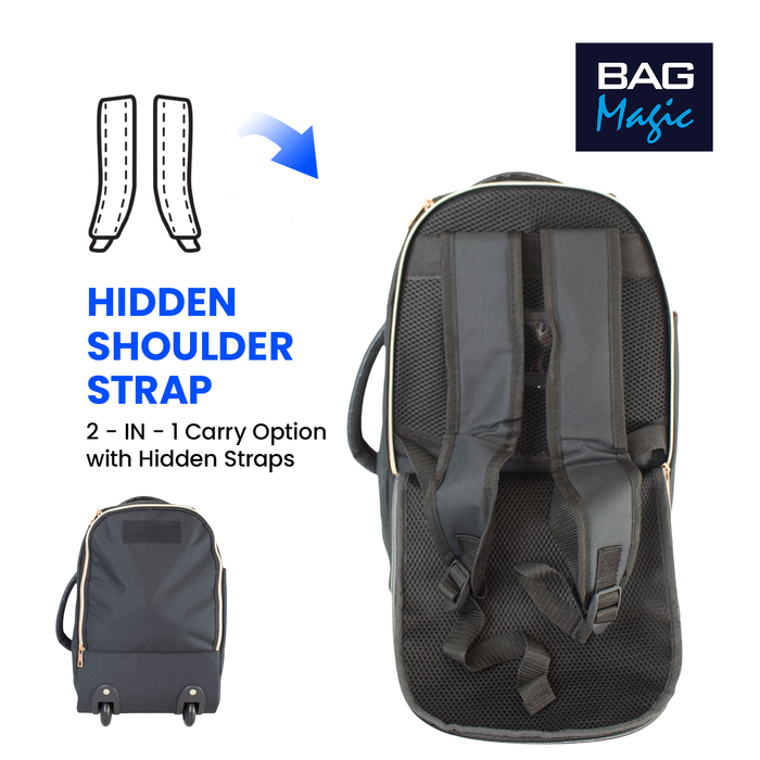 Bordlite Ryanair Cabin Approved Wheeled Backpack 40x25x20cm – 2 in 1 Wheeled Holdall + Backpack - 20L