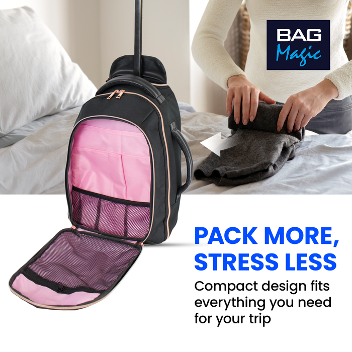 Bordlite Ryanair Cabin Approved Wheeled Backpack 40x25x20cm – 2 in 1 Wheeled Holdall + Backpack - 20L