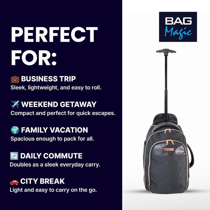 Bordlite Ryanair Cabin Approved Wheeled Backpack 40x25x20cm – 2 in 1 Wheeled Holdall + Backpack - 20L